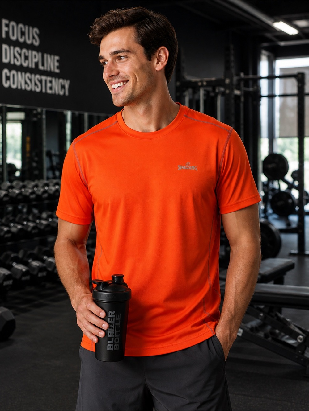 Spalding Men's Vibrant Orange Short Sleeve Tee